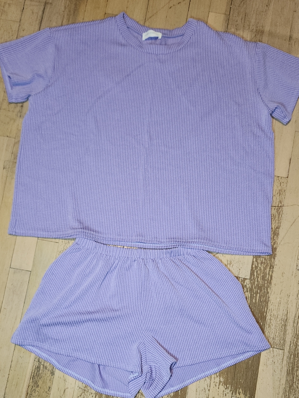 Lovely Melody Lavender Ribbed Short Set